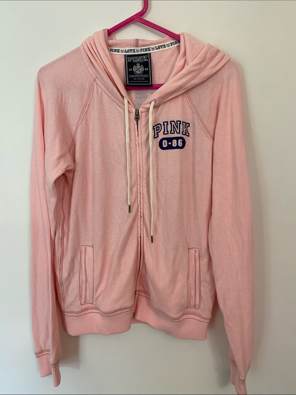 NEW 2009 VS Pink lightweight full zip hoodie jacket RARE vintage HTF